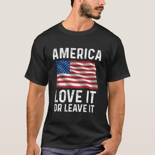 T-shirt Love It Or Leave It Patriotic American Usa Flag Co (Devant)