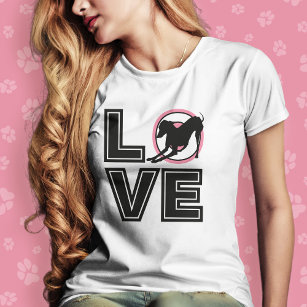 T-shirt Love Italien greyhound Typographie Noire Silhouett