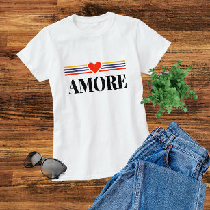 T-shirt Love Italien Simple Moderne Typographie Coeur