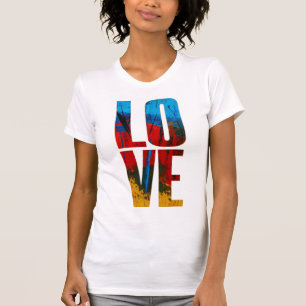 T-shirt Love Jaune Bleu Bleu Rouge tendance Art Abstrait