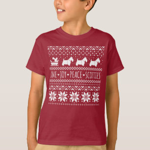 T-shirt Love Joy Peace Scotties Christmas Holiday Dogs