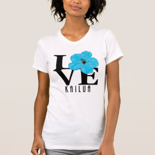 T-shirt LOVE Kailua Blue Hibiscus (première impression)