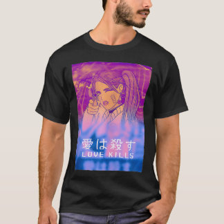 T-shirt Love Kills Anime Manga Japon Vaporwave Aesthétique