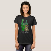 T-shirt Love Lab Tech Life Shamrocks Leopard Happy St Part (Devant entier)