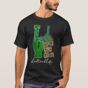 T-shirt Love Lab Tech Life Shamrocks Léopard Happy St Patr