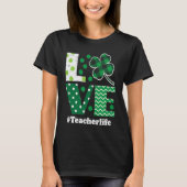 T-shirt Love Leopard Shamrock Enseignant Vie Saint Patrick (Devant)
