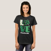 T-shirt Love Leopard Shamrock Teacher Life St Patrick Day  (Devant entier)