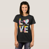 T-shirt LOVE Letters Boho Hippie Vibes Daisy Pastel Print (Devant entier)