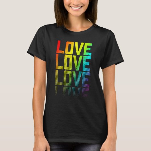 T-shirt Love Lgbtq+ Arc-en-ciel Gay pride texte fond graph (Devant)