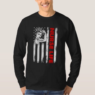 T-shirt Love Life Nurse 4 juillet American Flag Patrioti