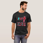 T-shirt Love Like Jesus Pink Leopard Plaid Christian Valen (Devant entier)