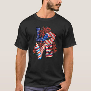 T-shirt Love Lips Kiss Et American Flag Firecracker Pour 4