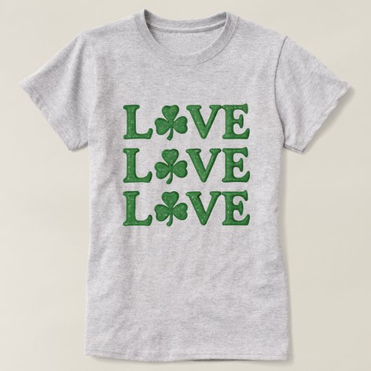 T-shirt Love Love Love Love Shamrock St Patrick's Day (Design devant)