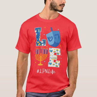 T-shirt Love LPN Hanoukka Infirmière pratique autorisée Ch