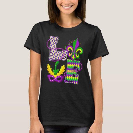 T-shirt LOVE Mardi Gras Fat Mardi Carnaval Festiva (Devant)