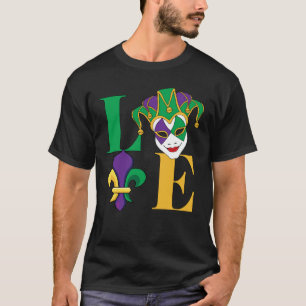 T-shirt Love Mardi Gras Jester Mask Fleur-de-Lys