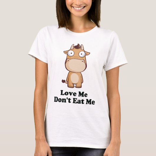 T-shirt Love Me Don't Mat Me Cow Design (Devant)
