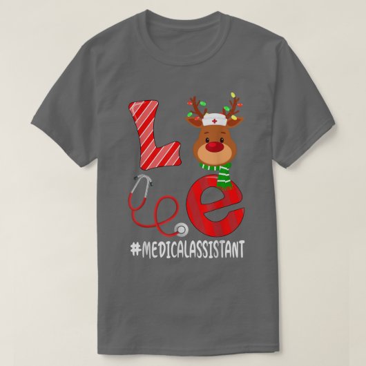 T-shirt Love Medical Assistant Christmas Candy Cane Reinde (Design devant)