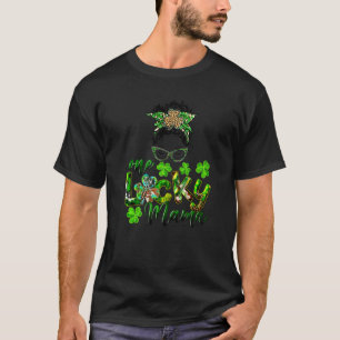 T-shirt Love Messy Bun One Lucky Mama St Patrick's Day Fa