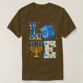 T-shirt LOVE Mignonne Hanoukka Décorations Dreidel Menorah (Design devant)