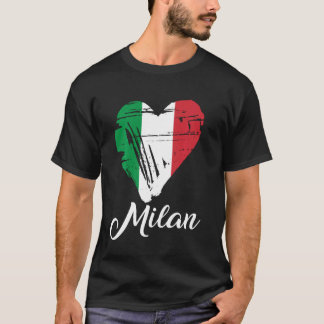 T-shirt Love Milan Italie Coeur Drapeau italien