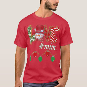 T-shirt Love Mimi Life Snowman Scarf Christmas Lights Tree