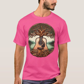 T-shirt Love Musicien Acoustique Guitare Arbre Guitare Jou
