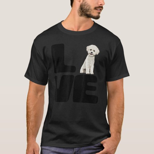 T-shirt Love My Bichons Frise Dog (Devant)