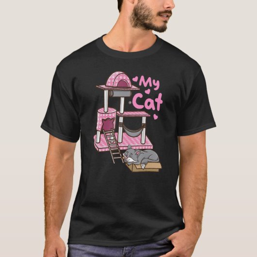 T-shirt Love My Cat Paws Kitty Condos Tower Joke Cat Tree (Devant)