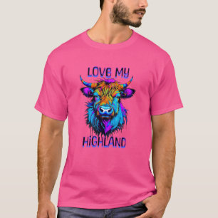 T-shirt Love my Highland Cows Cyberpunk Style Art