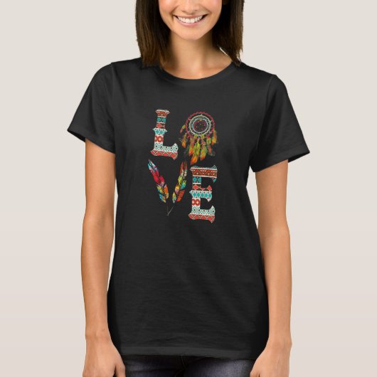 T-shirt LOVE Native American Indian Headdress With Feather (Devant)