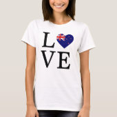 T-shirt Love New Zealand with Flag Heart (Devant)