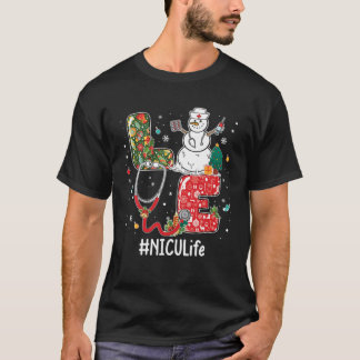 T-shirt Love NICU Life Stethoscope Snowman Christmas Vacci