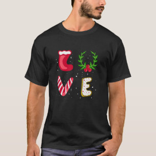 T-shirt Love Noël Sucre de canne Snowflakes Noël Soc