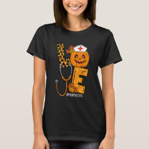 T-shirt Love Nurse Leopard Citrouille Automne Halloween Th