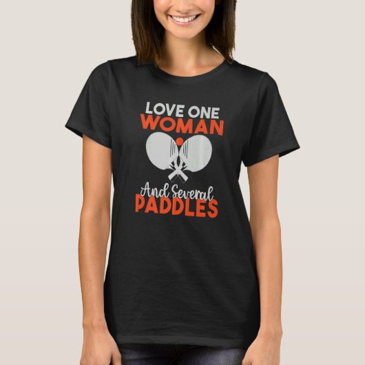 T-shirt Love on Woman and several Paddles  Table Tennis (Devant)