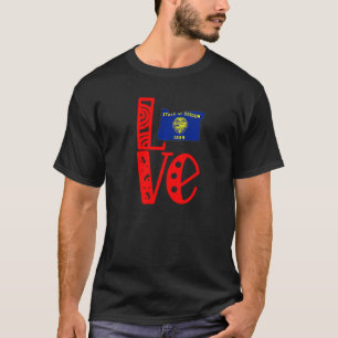 T-shirt Love Oregon En Lettres En Bloc