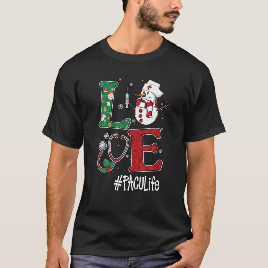T-shirt Love PACU Life Stethoscope Snowman Christmas Vacci (Devant)