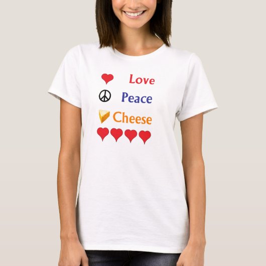 T-shirt Love, paix, Cheese (Devant)
