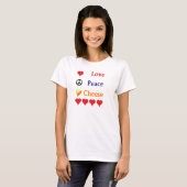 T-shirt Love, paix, Cheese (Devant entier)