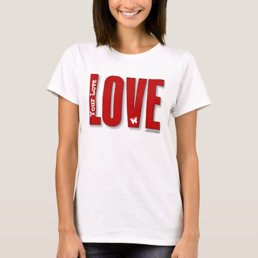 T-shirt Love (Papillon - Personnaliser) Chemise (Devant)