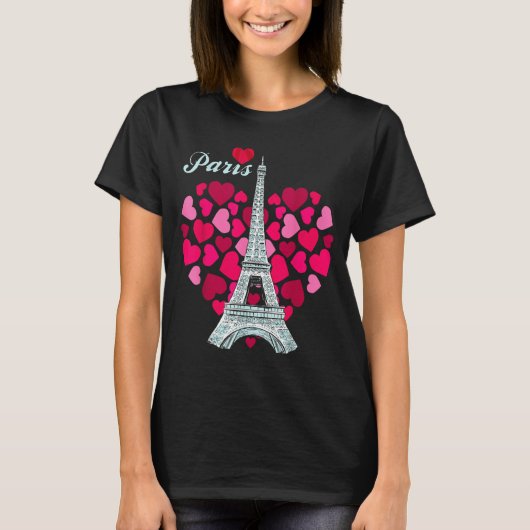 T-shirt Love Paris Heart Eiffel Tower Souvenir France Fren (Devant)