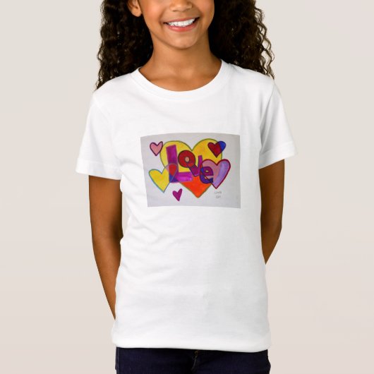 T-Shirt Love Patchwork Hearts Word Art Shirts (Devant)