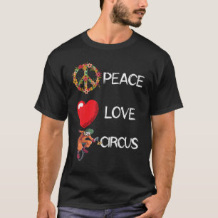 T-shirt Love Peace Circus Unicycle Clown Coeur Signal Cirq