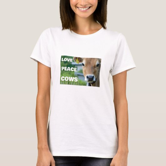 T-shirt Love Peace Cows (lumière) (Devant)