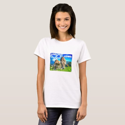 T-shirt Love Peace Cows (lumière v2) (Devant entier)
