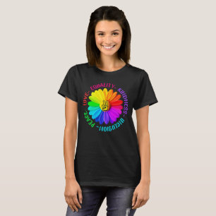 T-shirt Love Peace Kindness Inclusion Peace Sign Daisy