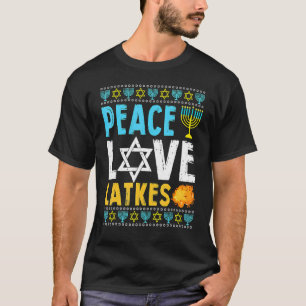 T-shirt Love Peace Latkes Hanoukka Chanukah juif