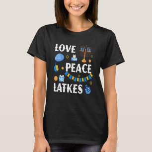 T-shirt Love Peace Latkes Hanoukka Chanukah Juifs Noël