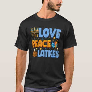 T-shirt Love Peace Latkes Hanoukka Jewish Boys Girls K